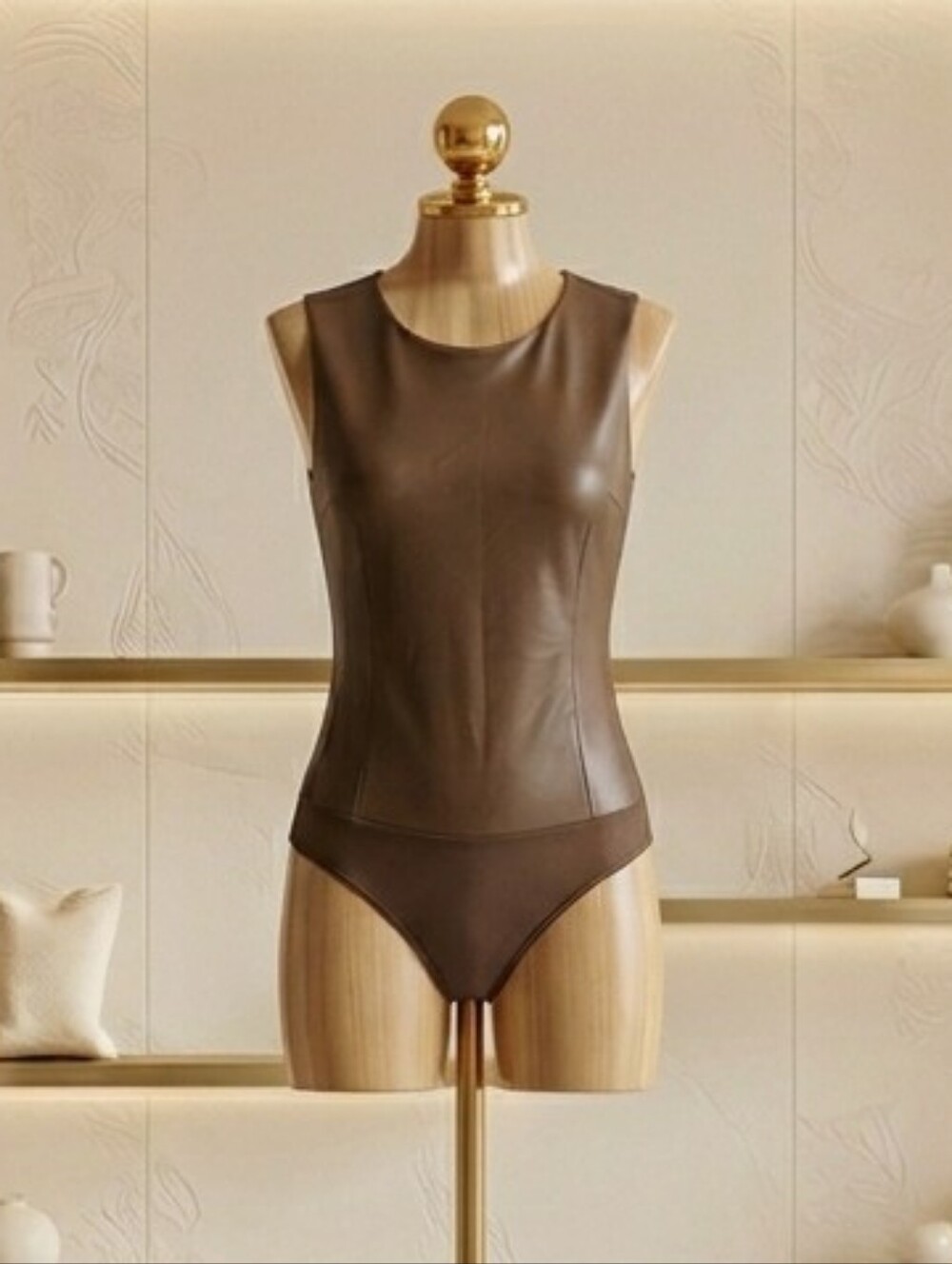 Express Faux Leather Bodysuit Size Medium